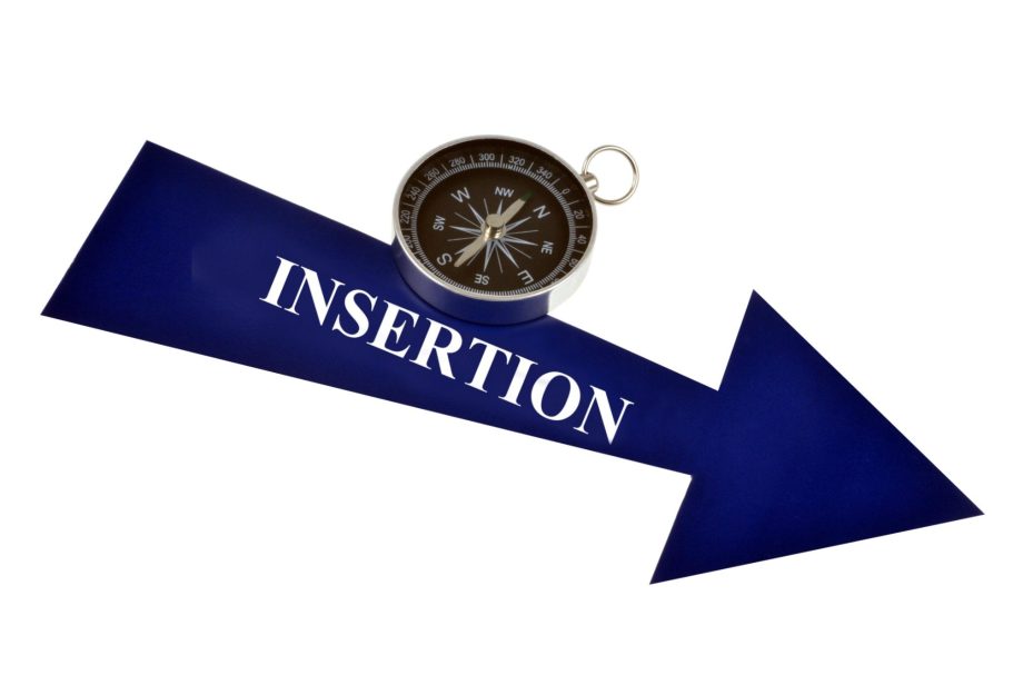Boussole orientée vers la droite avec le mot "INSERTION" écrit dessus.